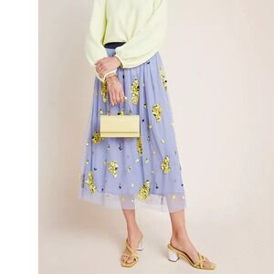 Anthropologie x Delpozo Tulle Skirt Floral Embellished Special Occasion Party x2